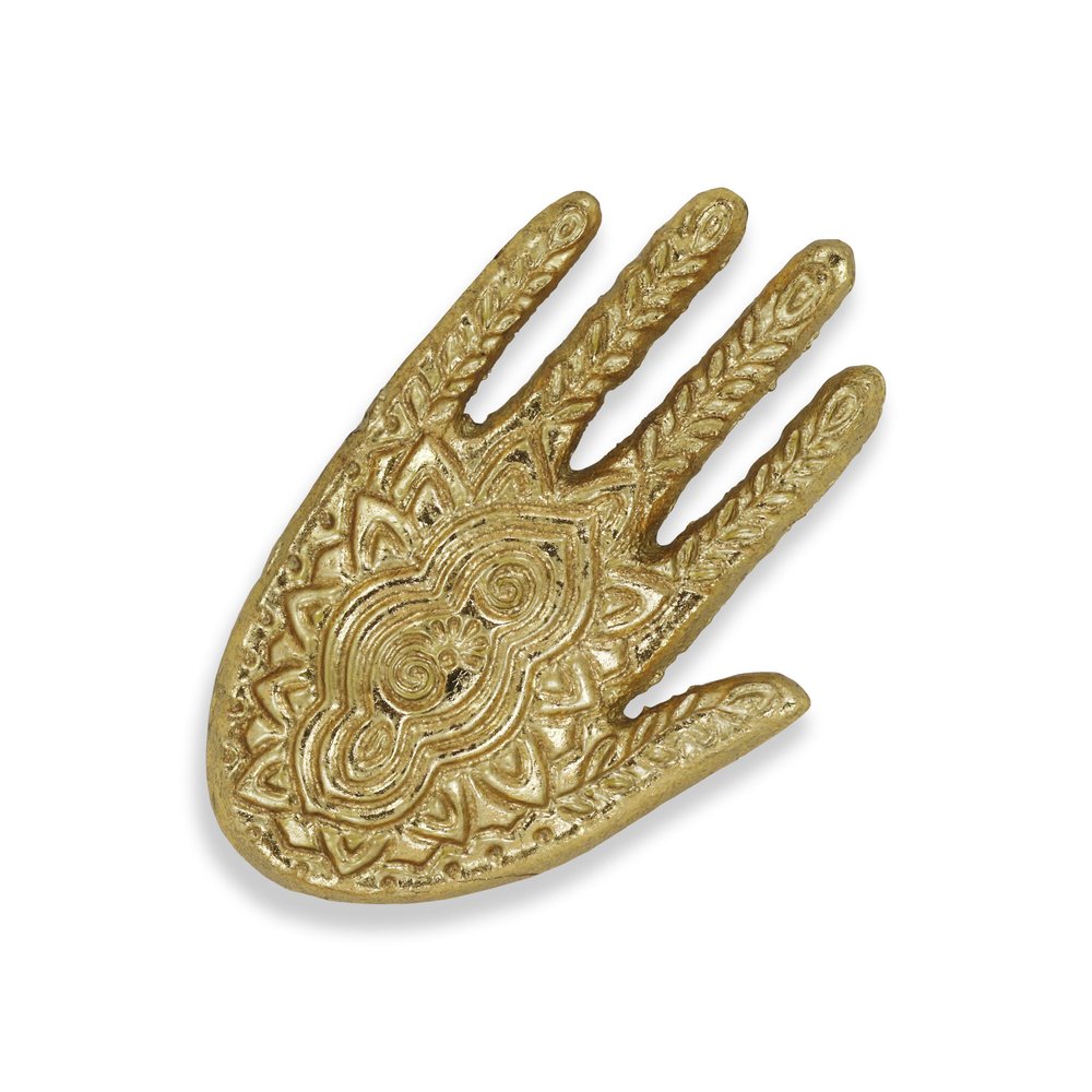5" Gold Hamza Metal Handmade Tray HomeRoots