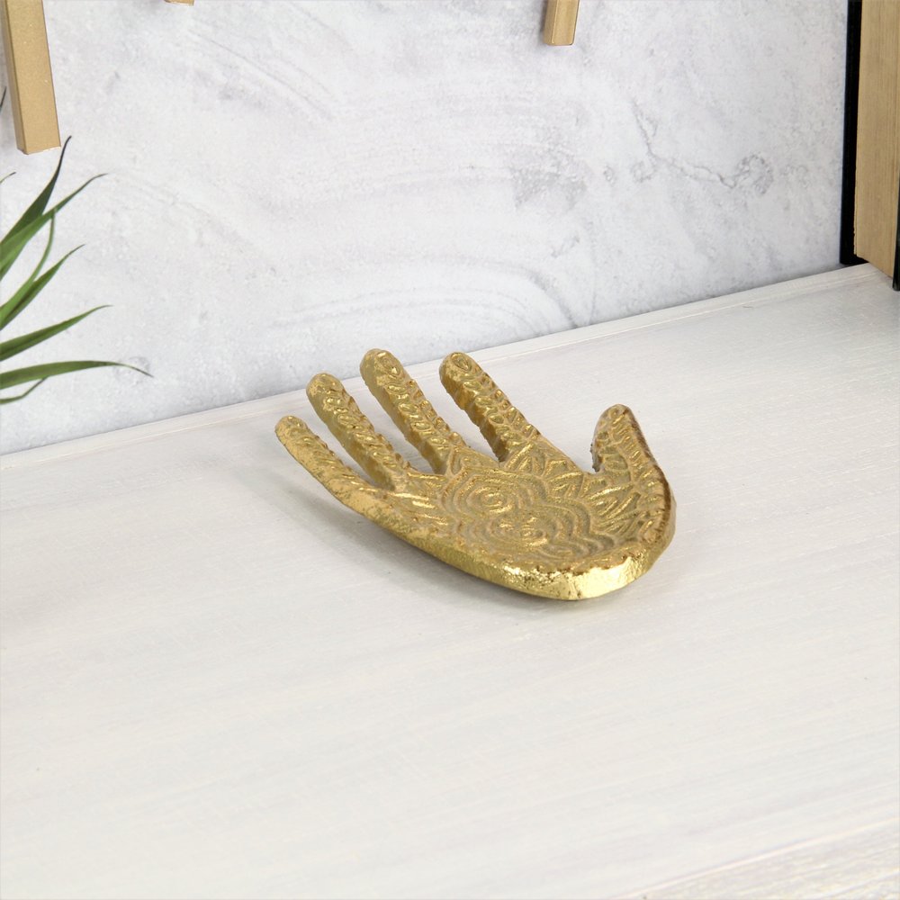 5" Gold Hamza Metal Handmade Tray HomeRoots