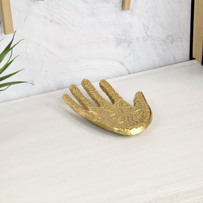 5" Gold Hamza Metal Handmade Tray HomeRoots