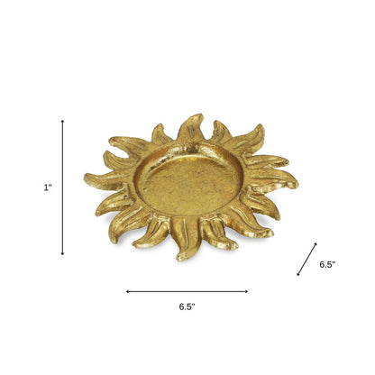7" Gold Sunburst Cast Iron Handmade Vanity Tray HomeRoots
