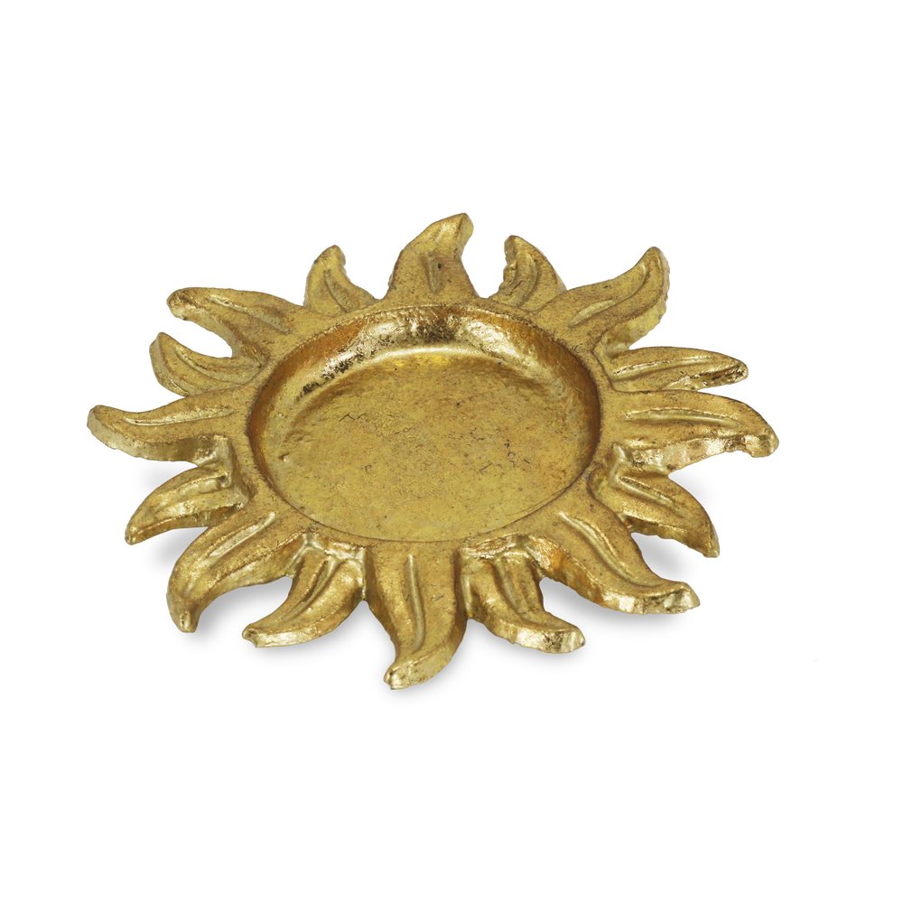 7" Gold Sunburst Cast Iron Handmade Vanity Tray HomeRoots