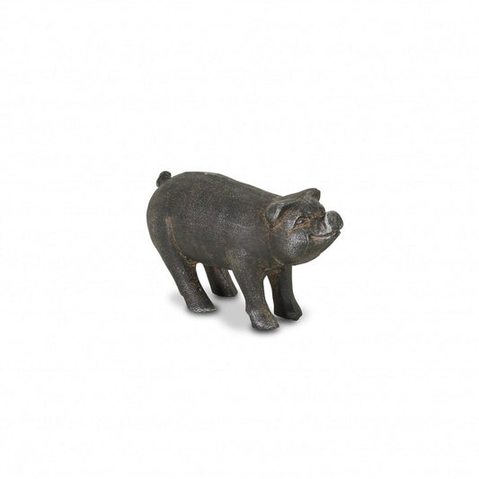 5" Black Cast Iron Pig Hand Painted Sculpture HomeRoots