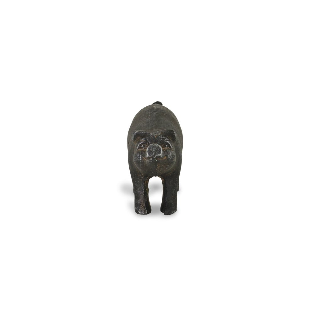 5" Black Cast Iron Pig Hand Painted Sculpture HomeRoots