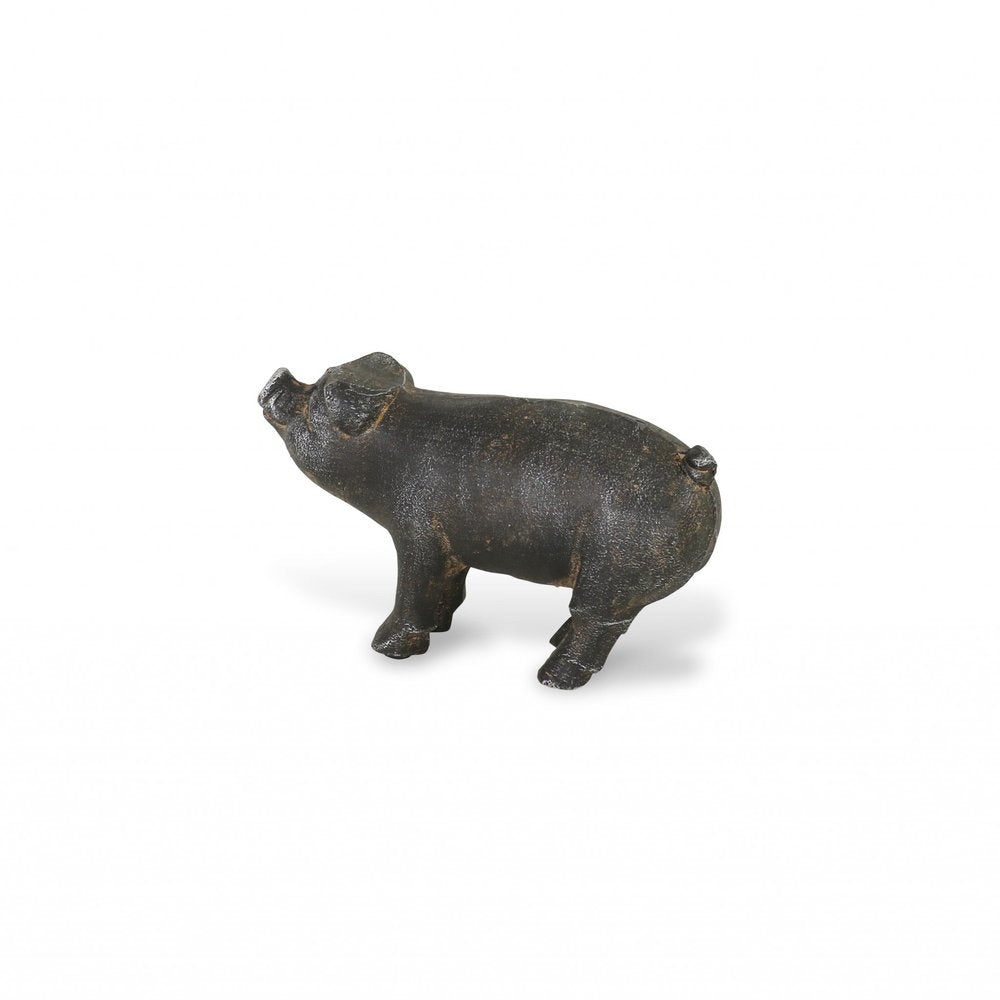 5" Black Cast Iron Pig Hand Painted Sculpture HomeRoots
