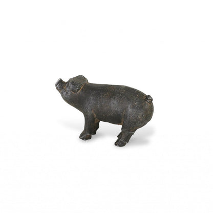 5" Black Cast Iron Pig Hand Painted Sculpture HomeRoots