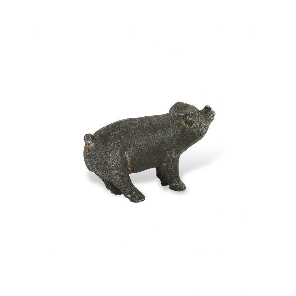 5" Black Cast Iron Pig Hand Painted Sculpture HomeRoots