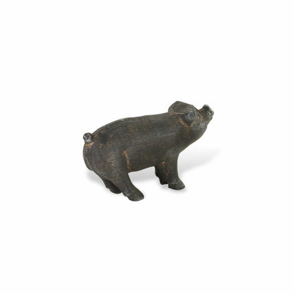 5" Black Cast Iron Pig Hand Painted Sculpture HomeRoots