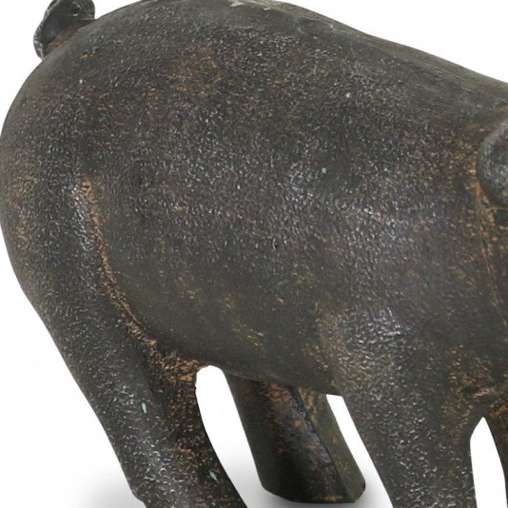 5" Black Cast Iron Pig Hand Painted Sculpture HomeRoots