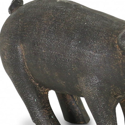 5" Black Cast Iron Pig Hand Painted Sculpture HomeRoots