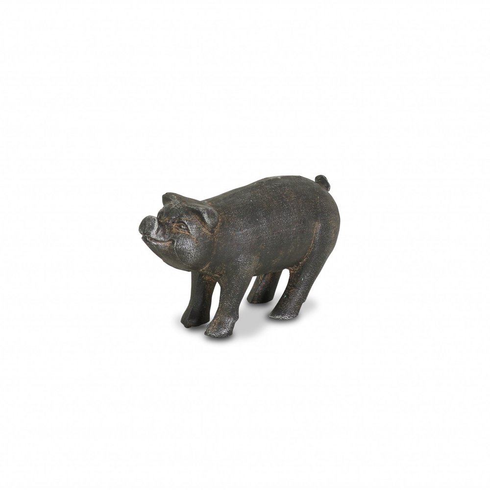 5" Black Cast Iron Pig Hand Painted Sculpture HomeRoots