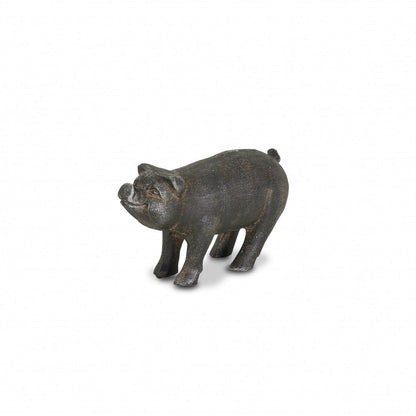5" Black Cast Iron Pig Hand Painted Sculpture HomeRoots