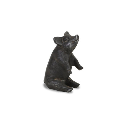 8" Black Metal Pig Hand Painted Figurine Tabletop Sculpture HomeRoots