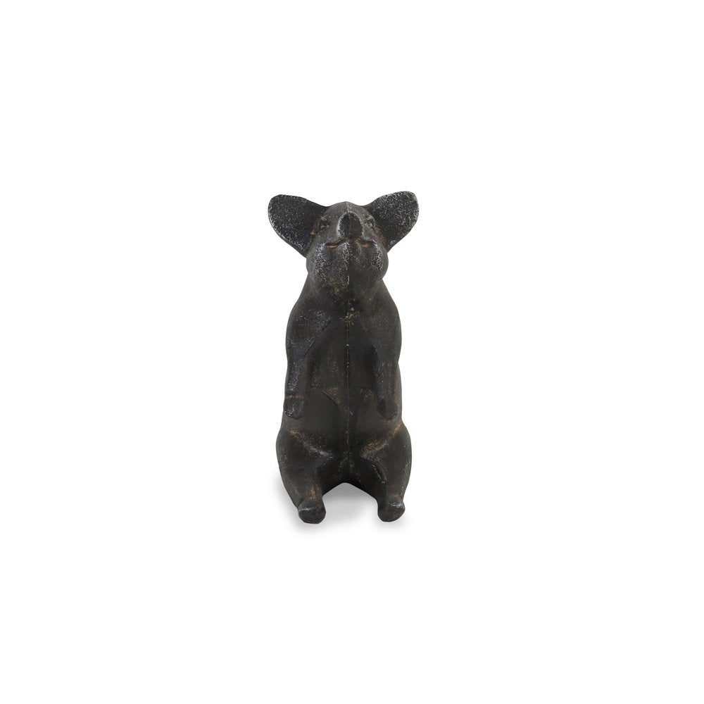 8" Black Metal Pig Hand Painted Figurine Tabletop Sculpture HomeRoots