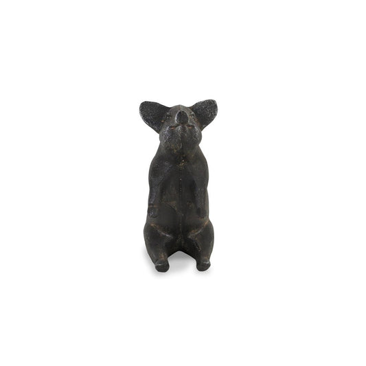 8" Black Metal Pig Hand Painted Figurine Tabletop Sculpture HomeRoots