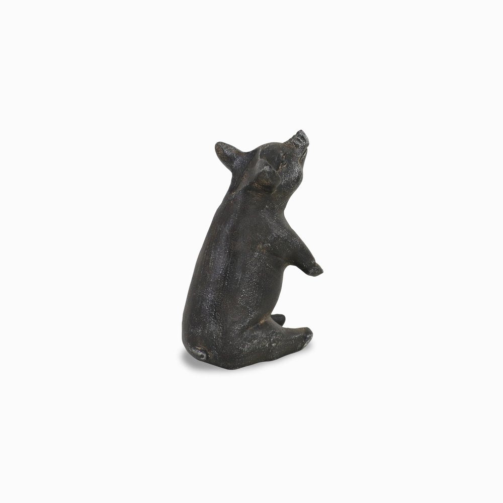 8" Black Metal Pig Hand Painted Figurine Tabletop Sculpture HomeRoots