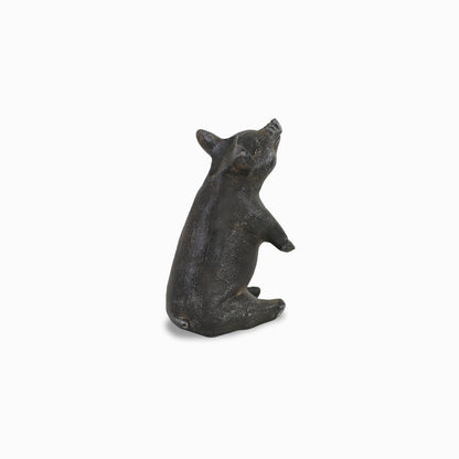 8" Black Metal Pig Hand Painted Figurine Tabletop Sculpture HomeRoots