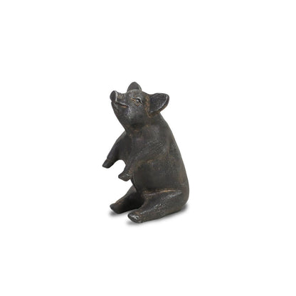 8" Black Metal Pig Hand Painted Figurine Tabletop Sculpture HomeRoots