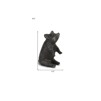 8" Black Metal Pig Hand Painted Figurine Tabletop Sculpture HomeRoots