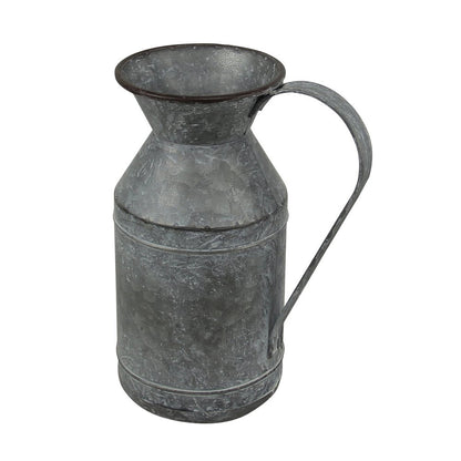 11" Gray Metal Jug Vase HomeRoots