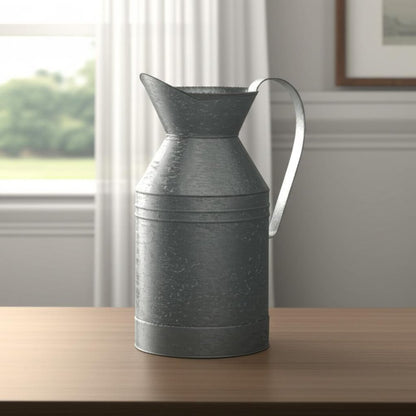 11" Gray Metal Jug Vase HomeRoots