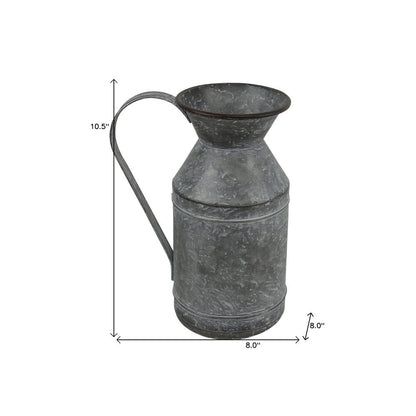 11" Gray Metal Jug Vase HomeRoots