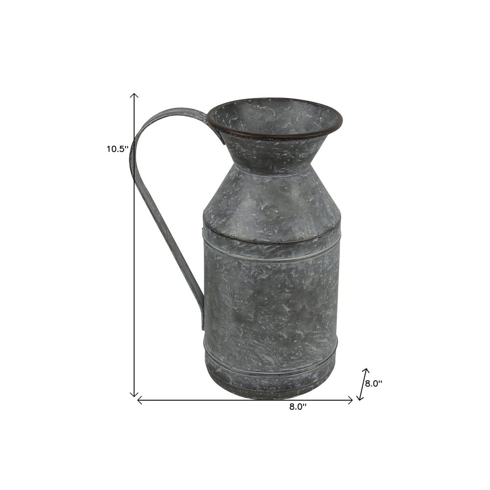 11" Gray Metal Jug Vase HomeRoots