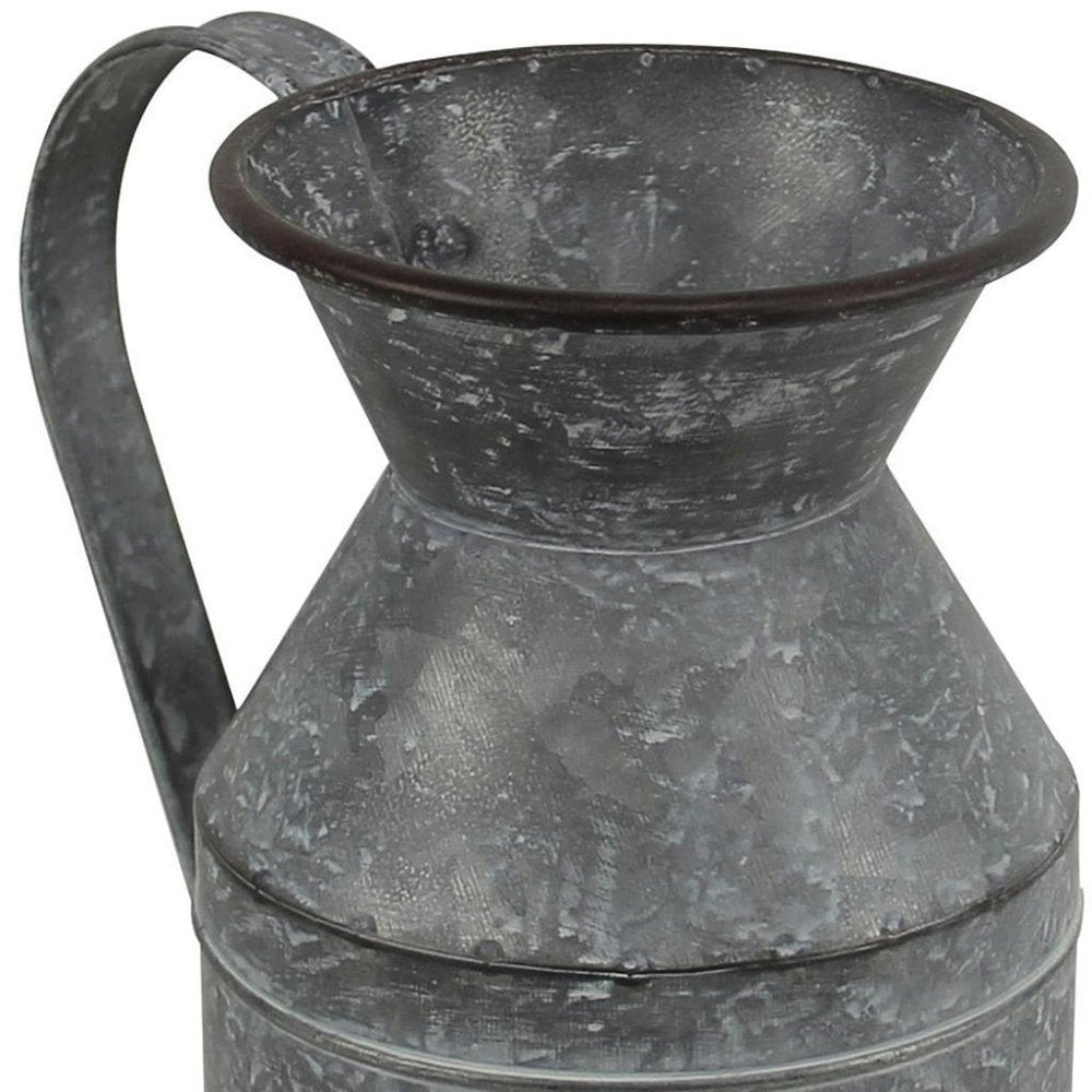 11" Gray Metal Jug Vase HomeRoots