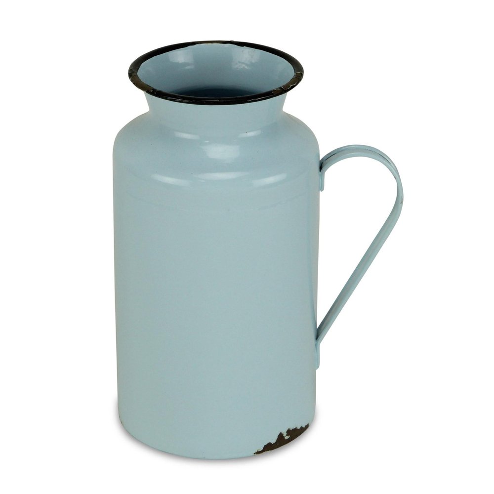 10" Blue and Black Metal Jug Vase HomeRoots