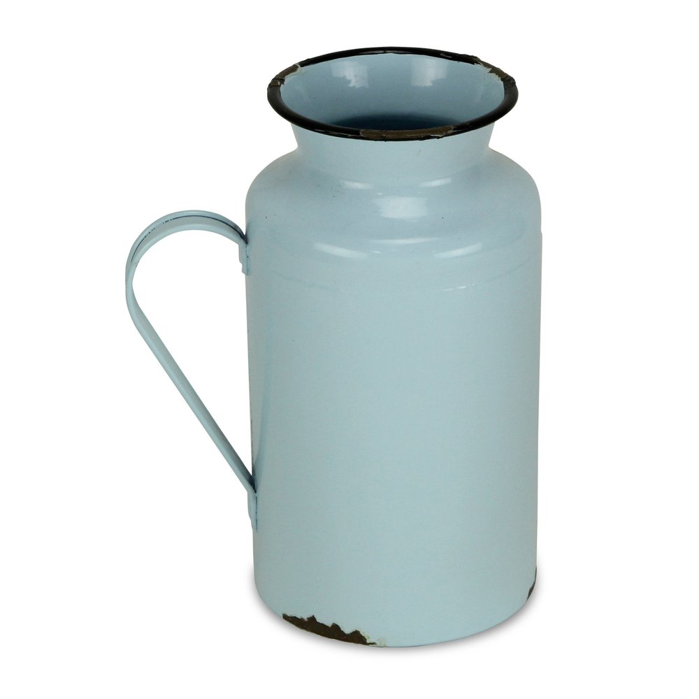 10" Blue and Black Metal Jug Vase HomeRoots