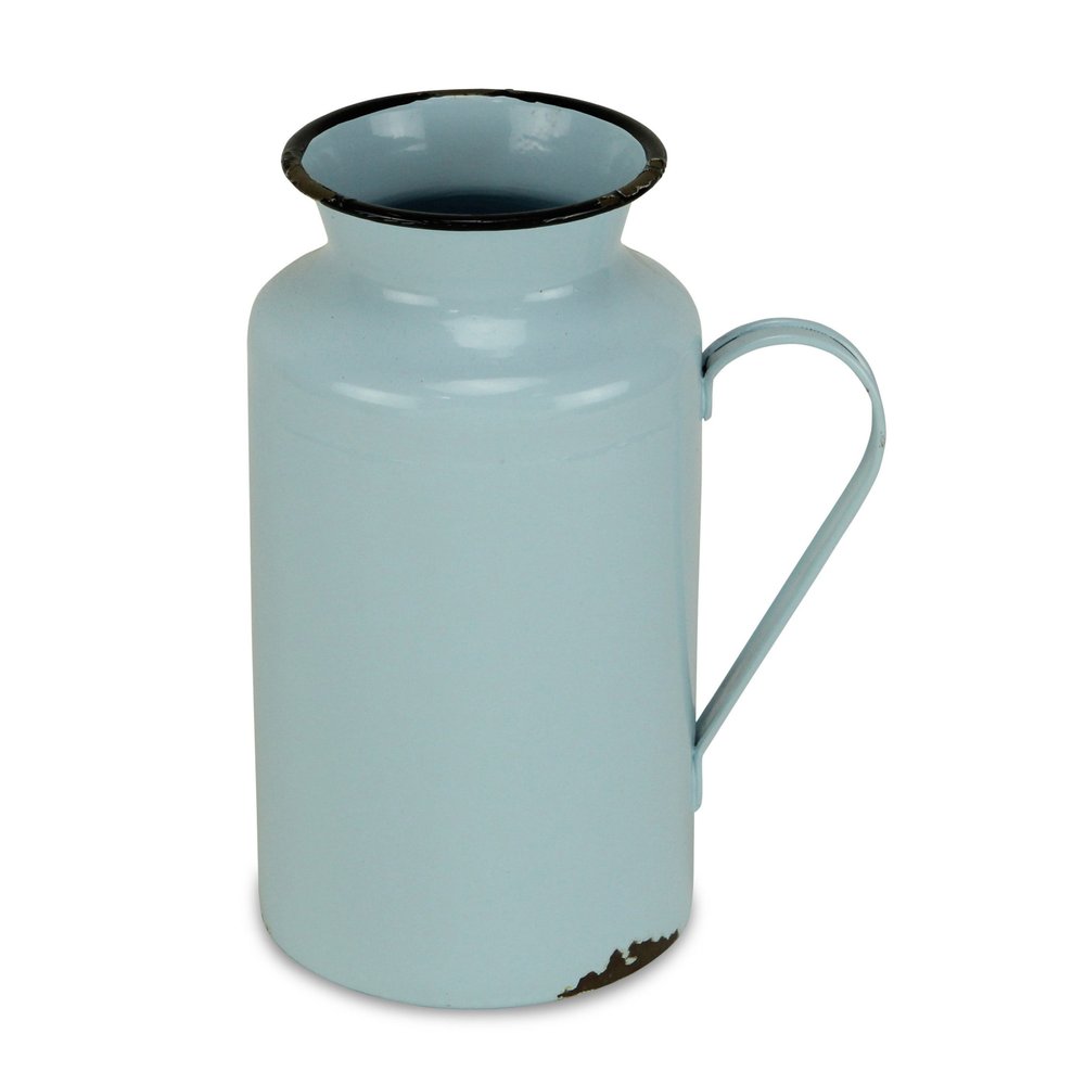 10" Blue and Black Metal Jug Vase HomeRoots