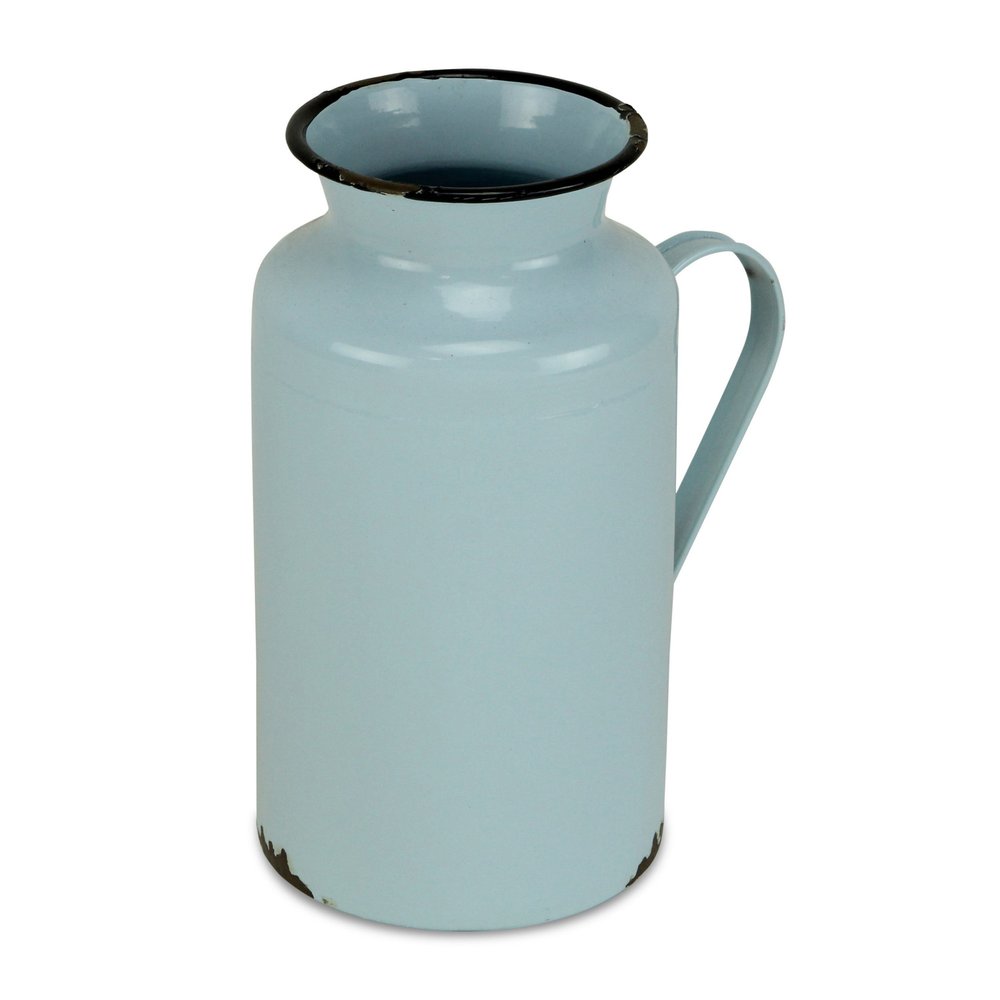 10" Blue and Black Metal Jug Vase HomeRoots