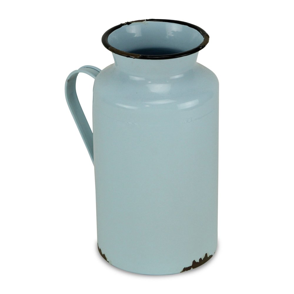 10" Blue and Black Metal Jug Vase HomeRoots