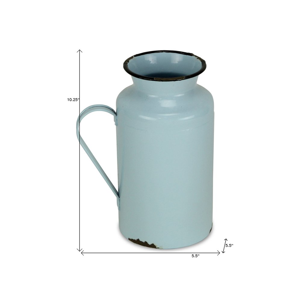 10" Blue and Black Metal Jug Vase HomeRoots