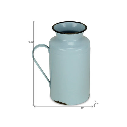 10" Blue and Black Metal Jug Vase HomeRoots