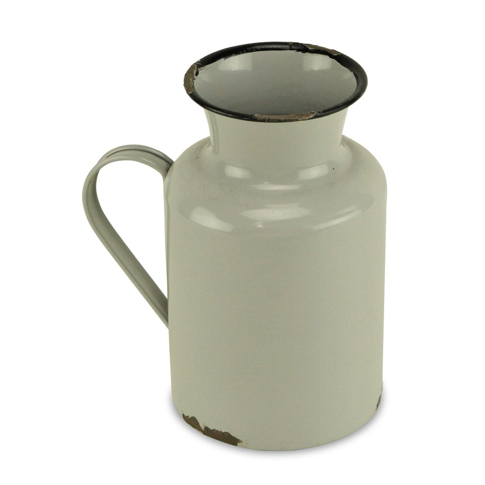 8" Gray and Black Metal Jug Vase HomeRoots