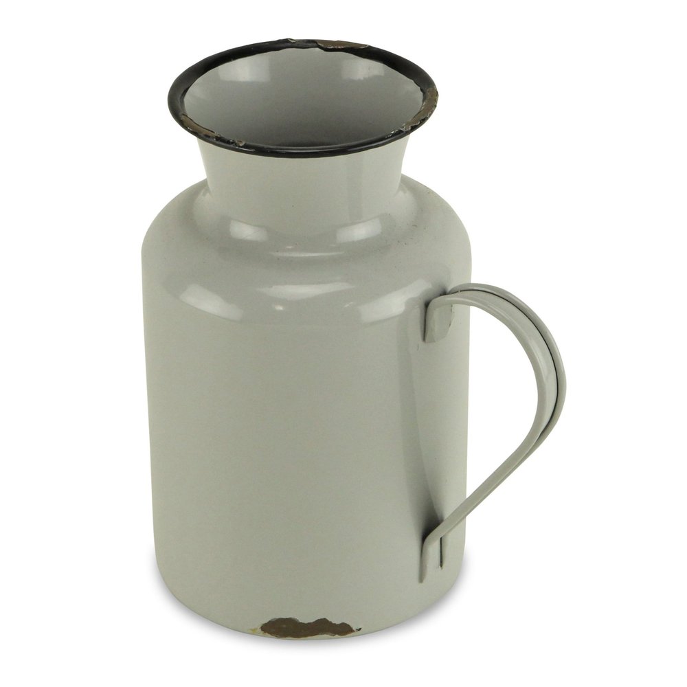 8" Gray and Black Metal Jug Vase HomeRoots