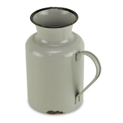 8" Gray and Black Metal Jug Vase HomeRoots