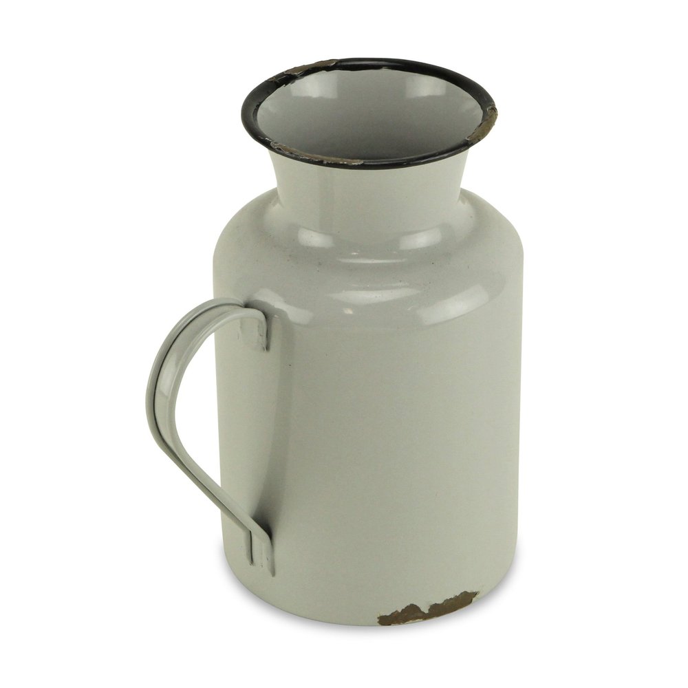 8" Gray and Black Metal Jug Vase HomeRoots