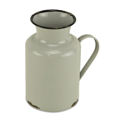 8" Gray and Black Metal Jug Vase HomeRoots