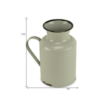 8" Gray and Black Metal Jug Vase HomeRoots