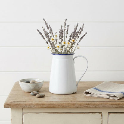 6" White and Blue Metal Jug Vase HomeRoots
