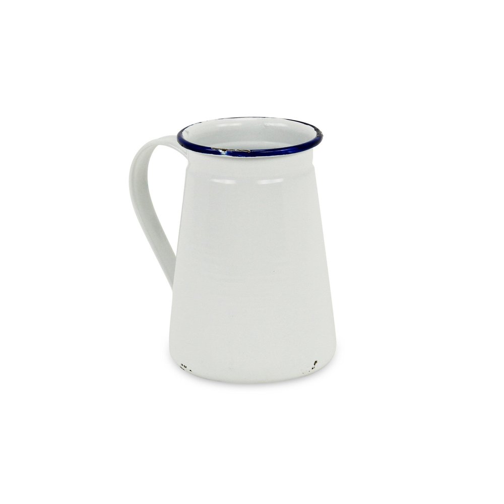 6" White and Blue Metal Jug Vase — view 5