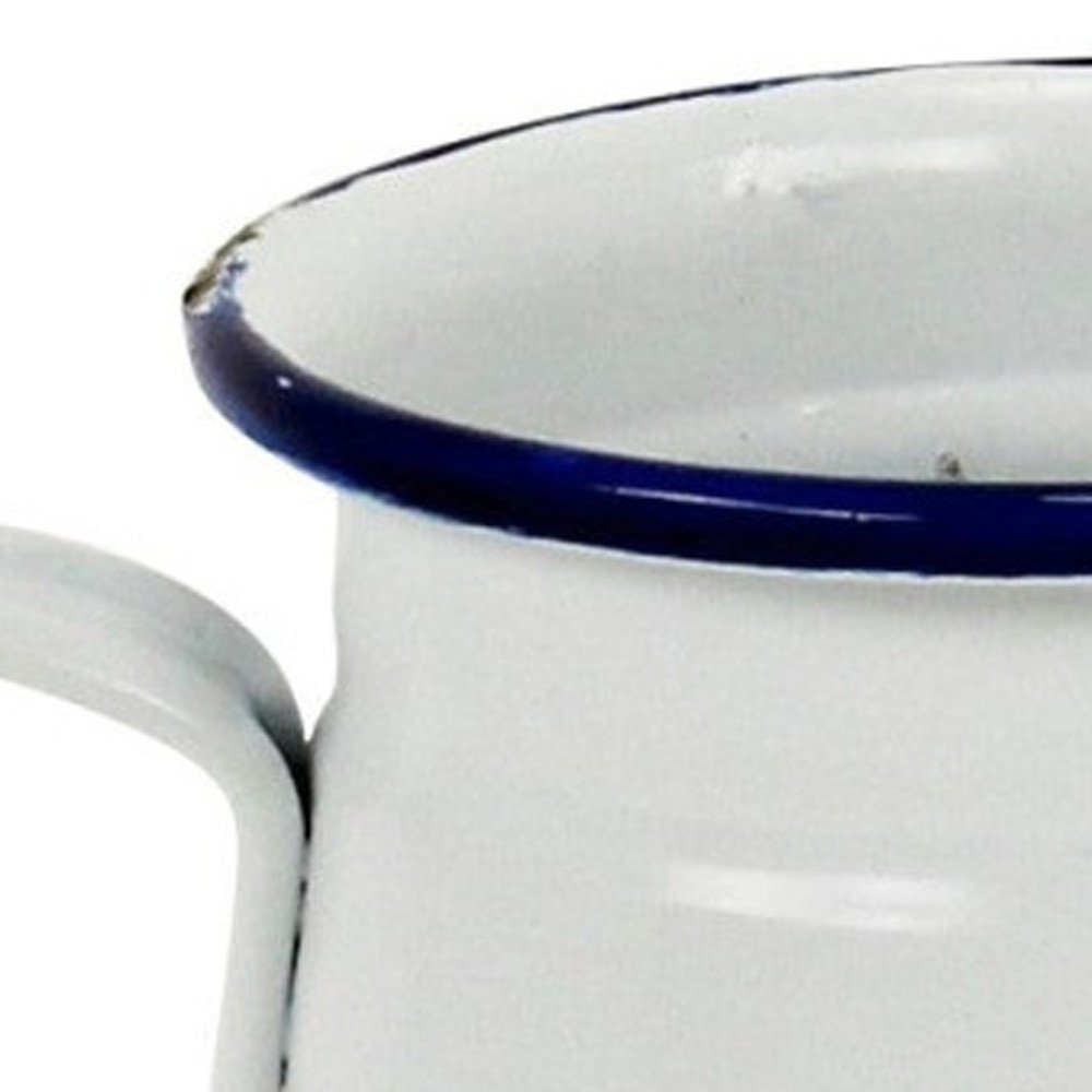 6" White and Blue Metal Jug Vase — view 7