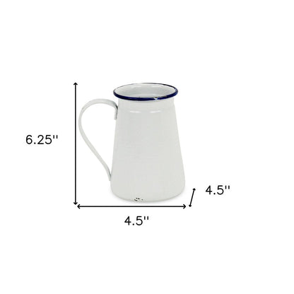 6" White and Blue Metal Jug Vase HomeRoots