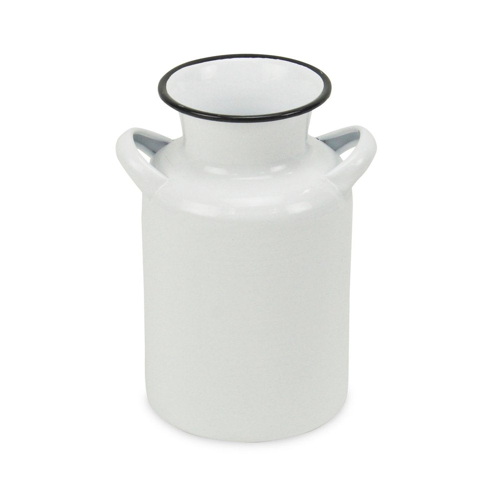 8" Black And White Metal Jug Vase — view 4
