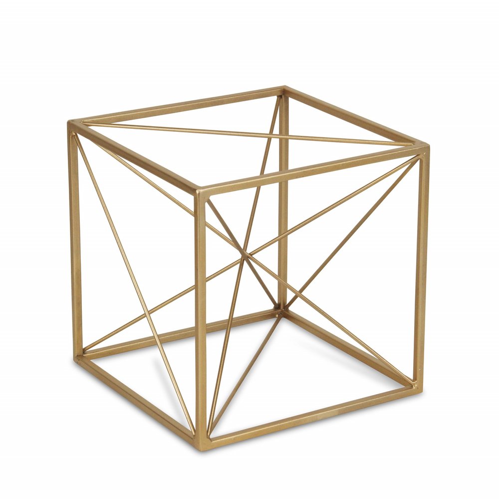 8" Gold Metal Abstract Geo Cube Sculpture HomeRoots