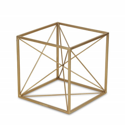 8" Gold Metal Abstract Geo Cube Sculpture HomeRoots