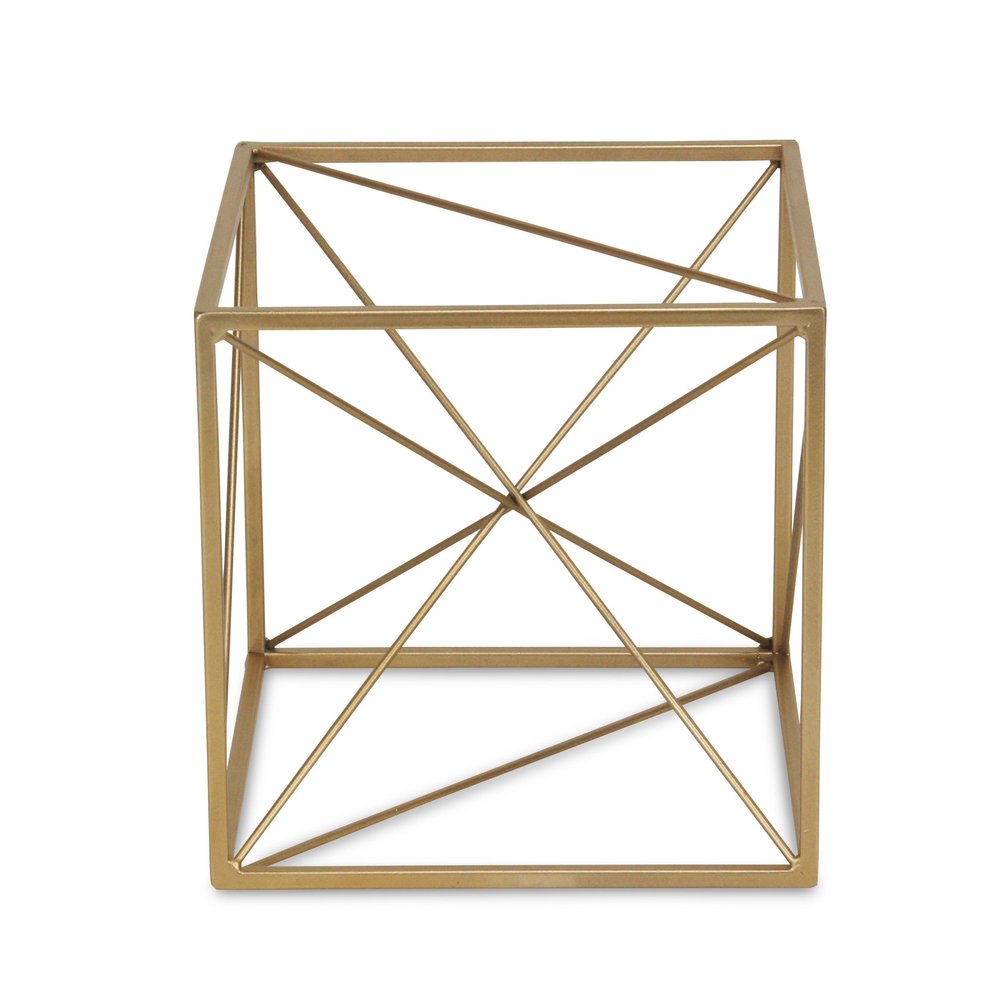 8" Gold Metal Abstract Geo Cube Sculpture HomeRoots