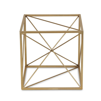 8" Gold Metal Abstract Geo Cube Sculpture HomeRoots
