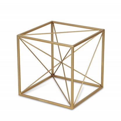 8" Gold Metal Abstract Geo Cube Sculpture HomeRoots